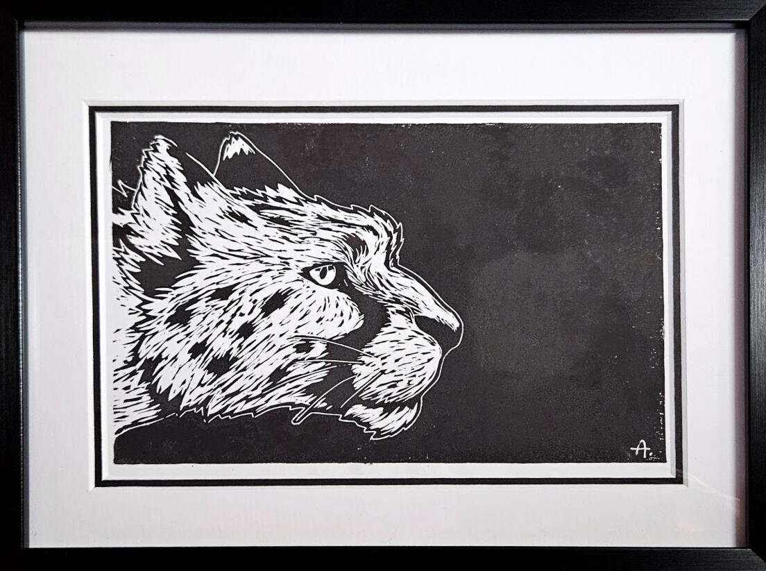 Cheetah - lino print
