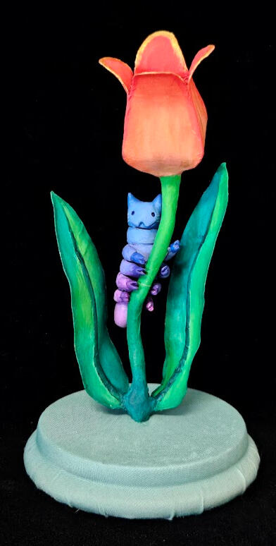 Cat-erpillar - paper mache and polymer clay