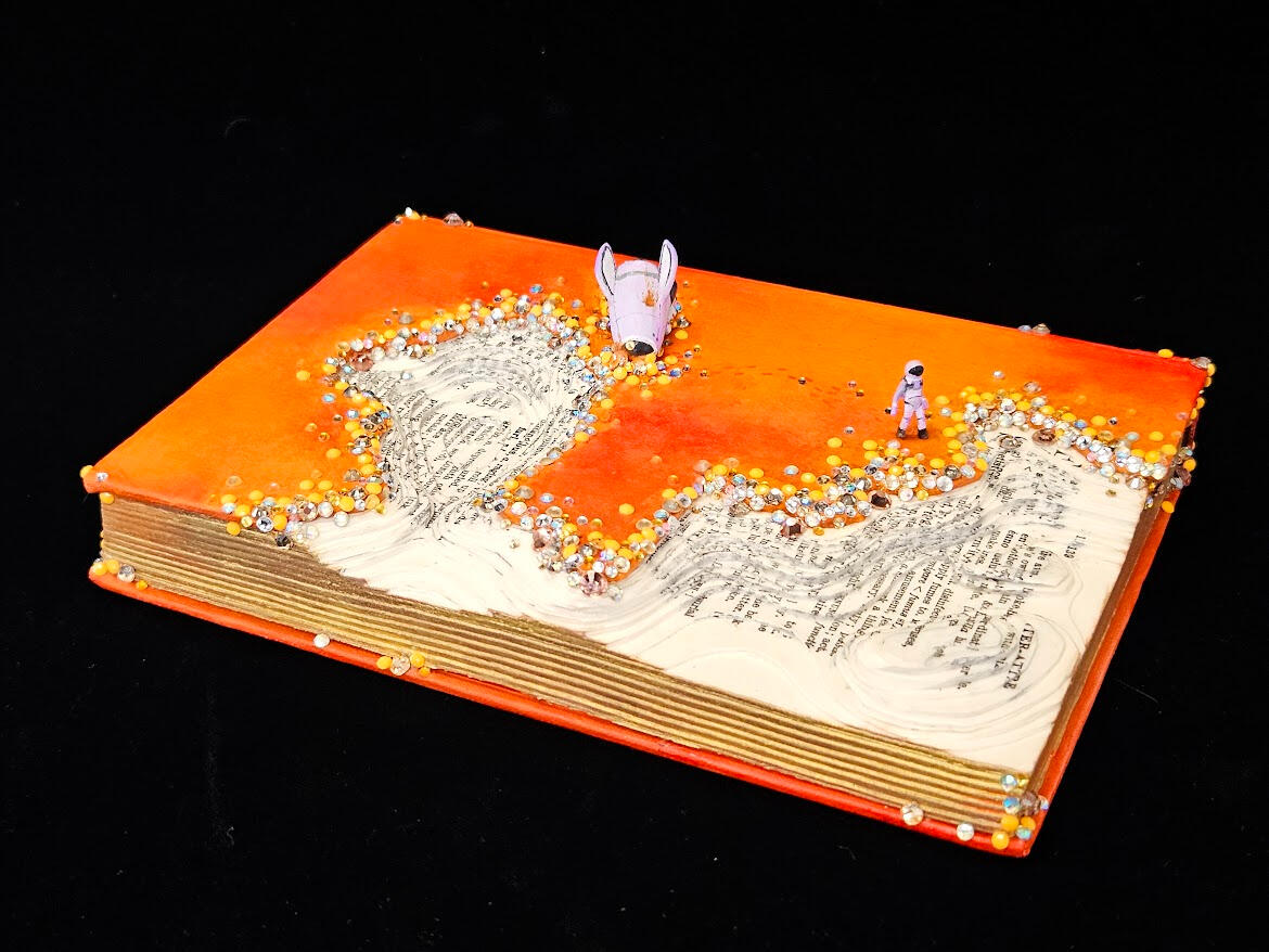 Strange New World Orange - used book, polymer clay